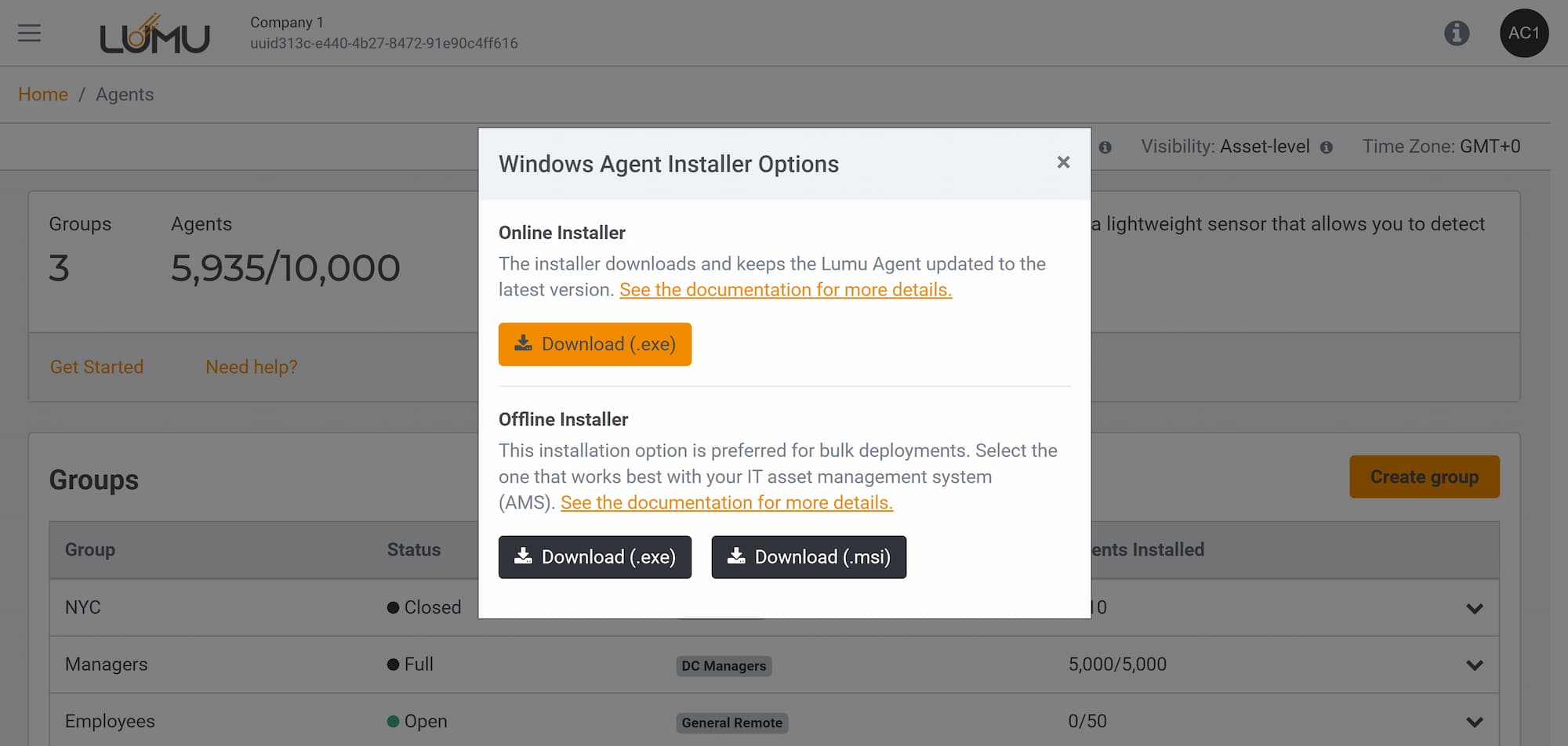 Lumu Agent for Windows installers