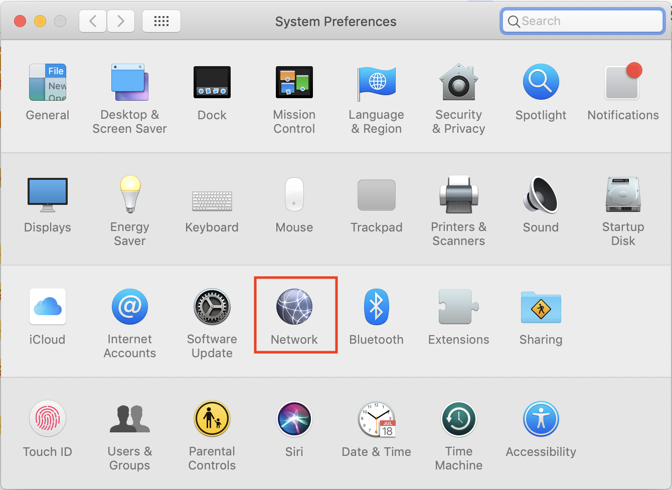 macOS System preferences