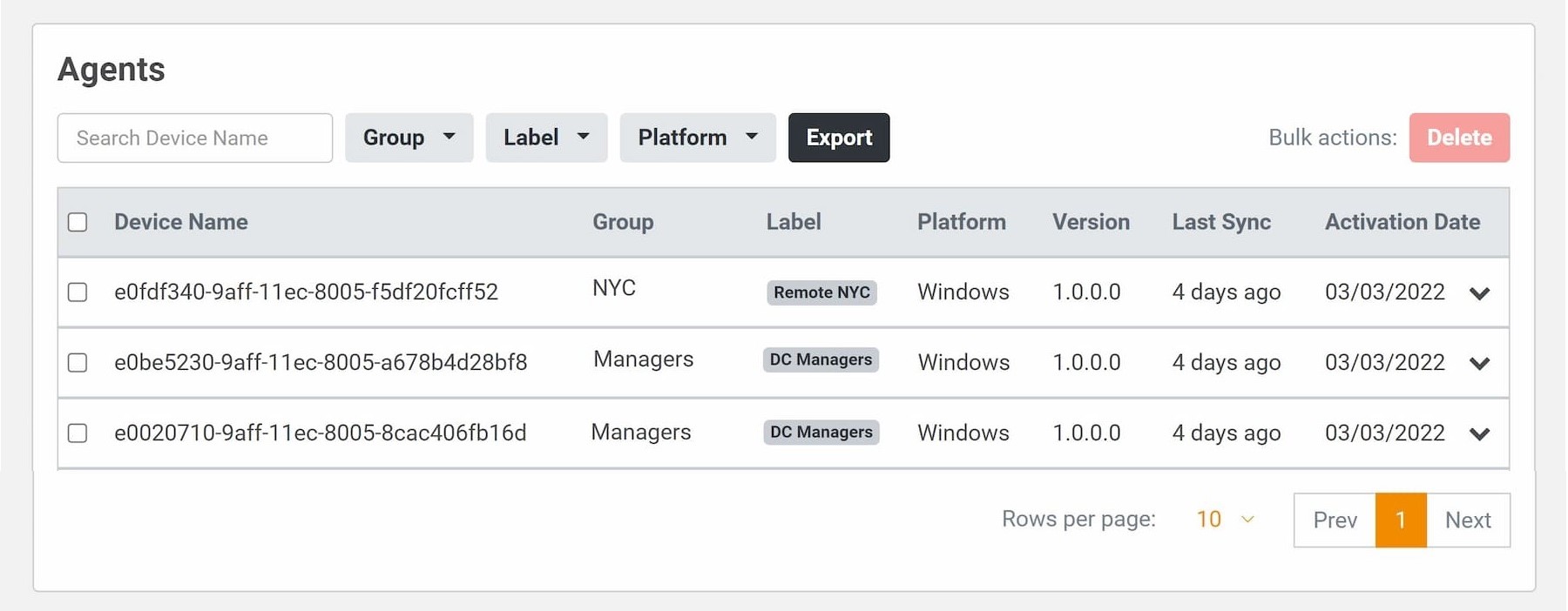 Agent Dashboard - Lumu Portal