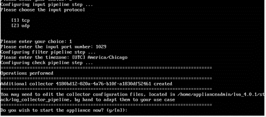 Example of screen when setting up a Firewall Collector