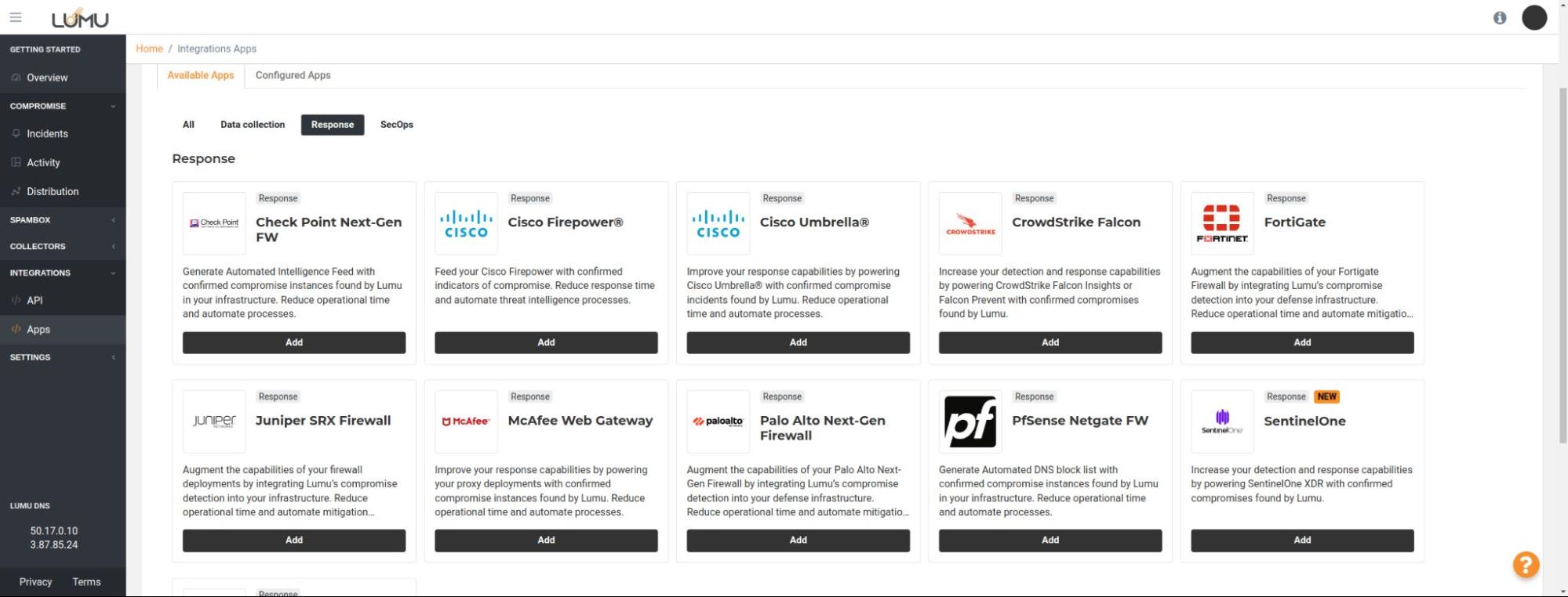 SentinelOne XDR Outofthebox Response Integration