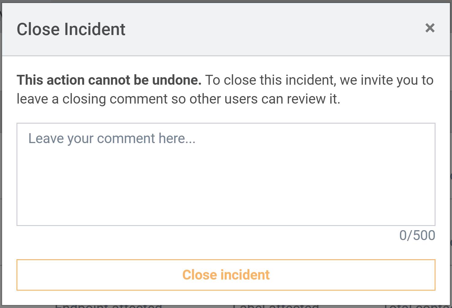 Closing an incident