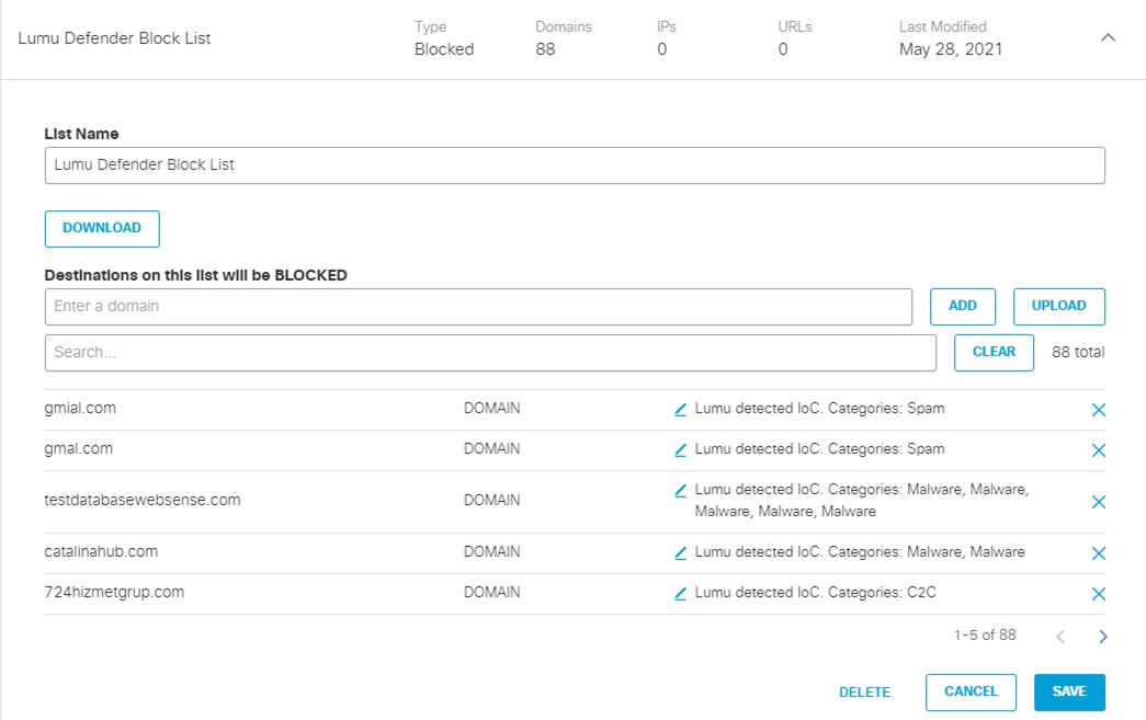 Cisco Umbrella Custom Response Integration with Lumu Defender API