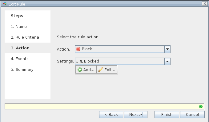 McAfee Web Gateway set action configuration