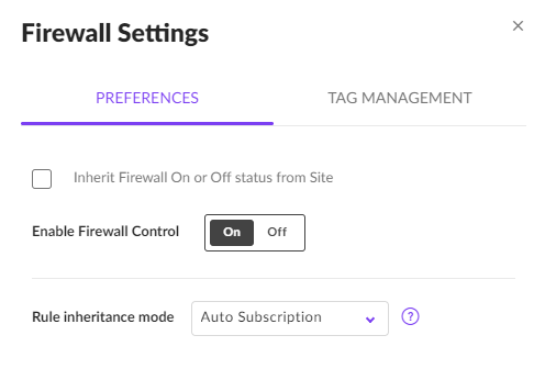 SentinelOne Firewall Settings for selected scope