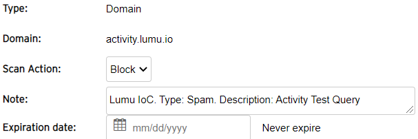 Apex UDSO with no expiration date